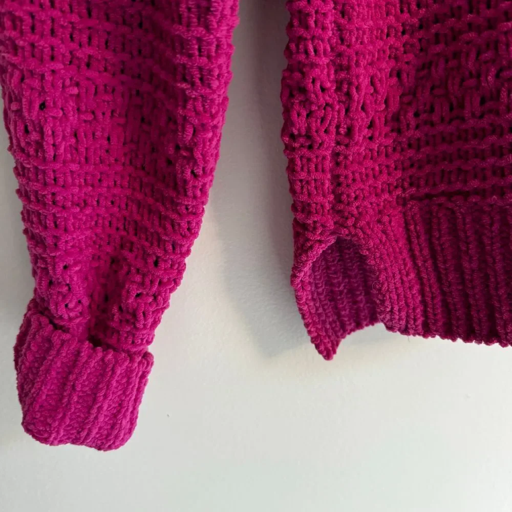 Abercrombie Chenille Knit Pullover‎ Pink Cozy Sweater Size Large Mock Neck